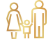 Icon depicting a family with two parents holding hands with a child in between.